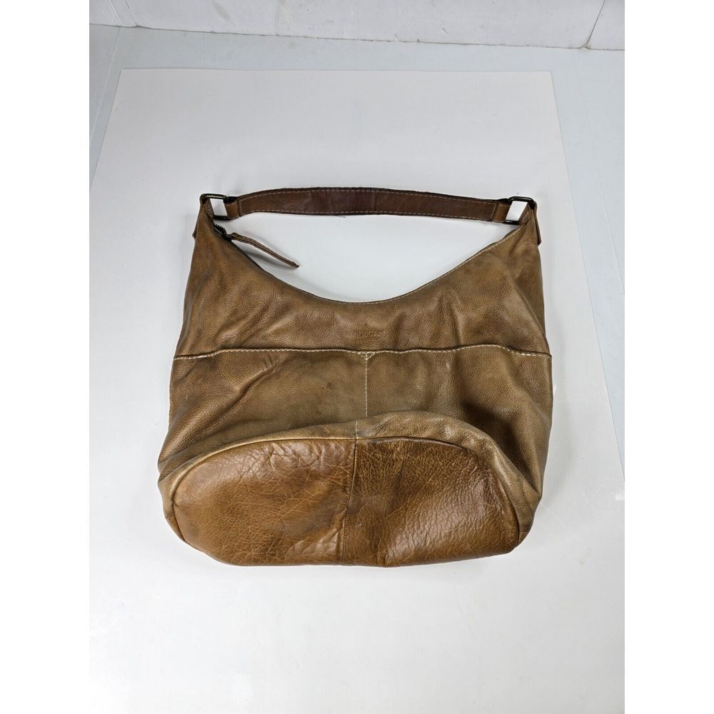 American Leather Co. Handbag Purse Brown White Stitching‎ Bohemian Core Vintage